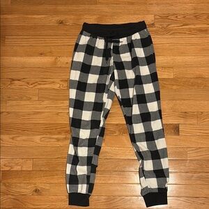 Women Black and White Plaid Pajama Pants